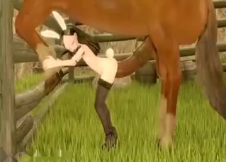 Bunny ears loli fucked hard by a horse