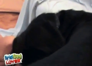 She is so much fond of eating her pet's cum