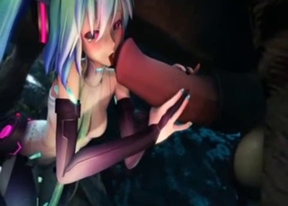 Tiny 3D loli jerking a big horse boner