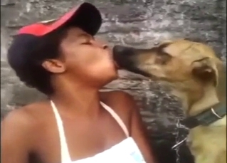 Horned-up lady makes out with a dog, wild