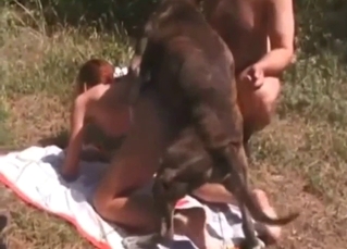 Zoophile porn with GFs who fuck horny pitbulls